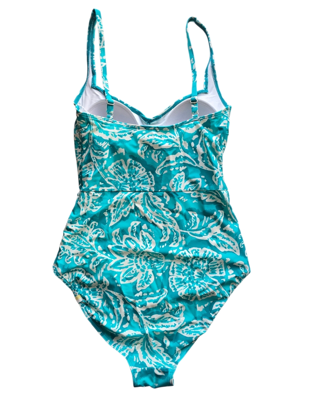 summersalt L.L Bean Editikn Teal & White Printed One-Piece Swimsuit Size 6 - Picture 3 of 6